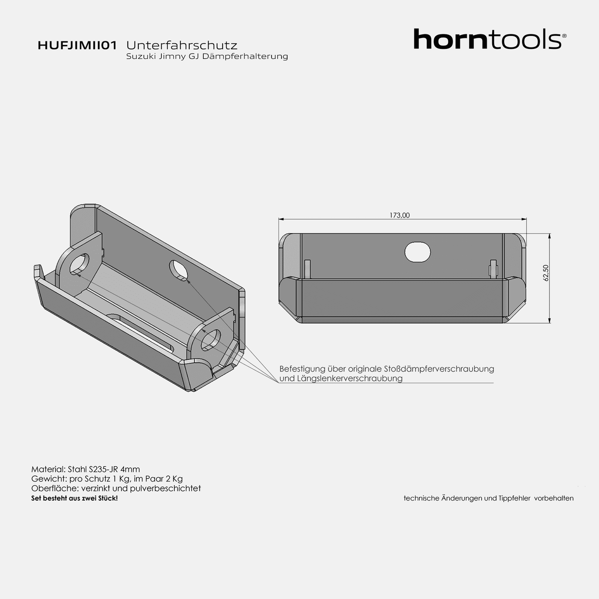 Protector trasero del amortiguador para Suzuki Jimny GJ