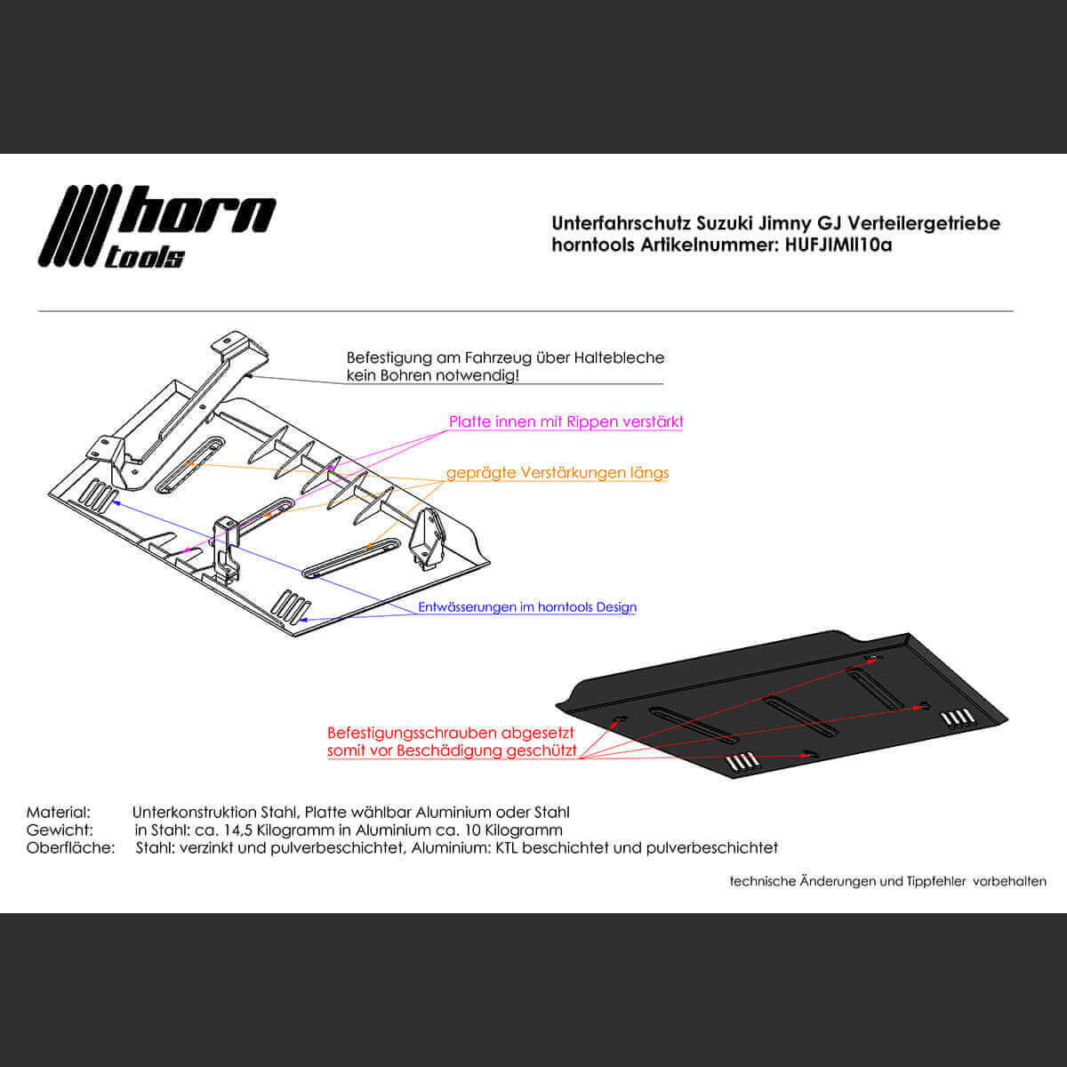 Protector inferior de la caja de transferencia para Suzuki Jimny GJ/HJ